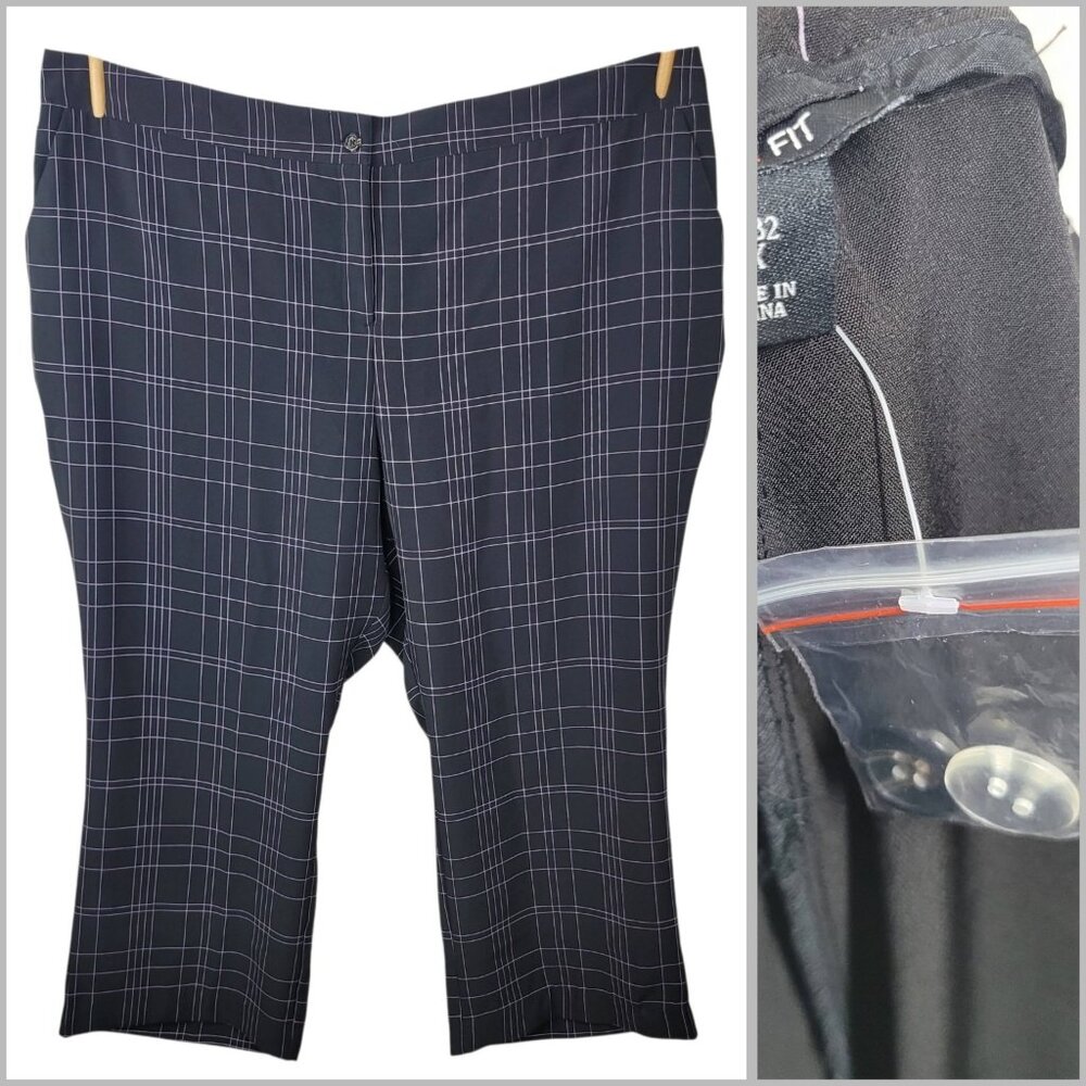 NEW Lane Bryant Plus 30/32W Dress Pants Trousers Wide leg Stretch Waist Plaid